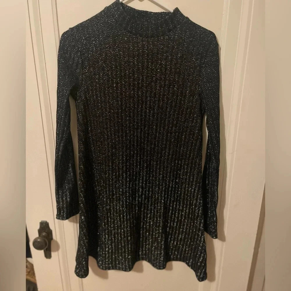 Urban Outfitters Sofia Sparkly Metallic Mock-Neck Sweater Dress medium